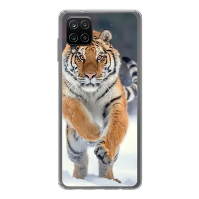 Produktbild von MuchoWow® Handyhülle Schutzhülle Hülle für Samsung Galaxy A12 Tiger - Landschaft - Schnee - Tiere Silikon Softcase Handy Hülle - Bild