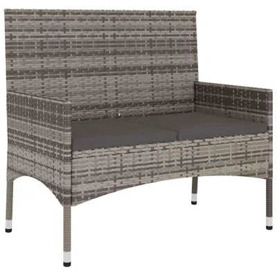 Immagine prodotto di Panca da giardino 2 posti con cuscino, rattan grigio