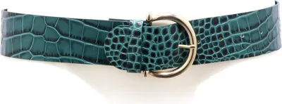 Productafbeelding van 4824AG damesriem, kleur groen, leer met krokodillenprint