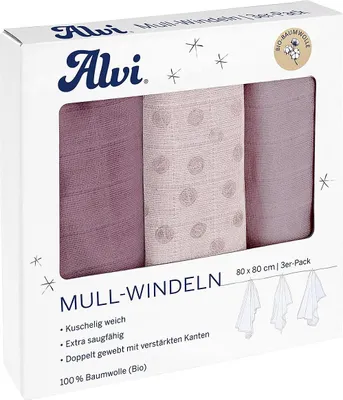 Produktbild von Alvi Mull Windeln 3er Pack, Deckenverpackung, Sommer/Winter, Mehrfarbig, Junge/Mädchen
