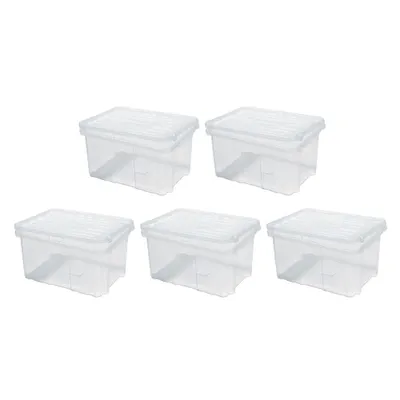 Produktbild von SuperSparSet 5x Mehrzweck Aufbewahrungsbox mit Deckel | Transparent | HxBxT 16x30x20cm | 9 Liter | Lagerkiste, Transportbox, Stapelbox, Kunststoffkiste