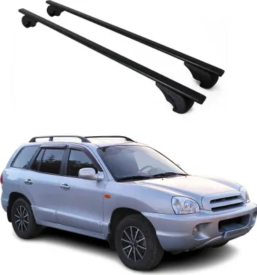 Produktbild von Dachträger Grundtäger für Hyundai Santa Fe 2000-2012 75kg Metall Schwarz 2 tlg