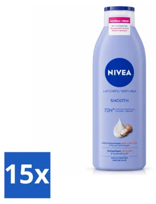 Produktbild von 15 x NIVEA Smooth Body Milk mit Sheabutter für trockene Haut 250 ml - Vorteilspackung - 15 Stücke