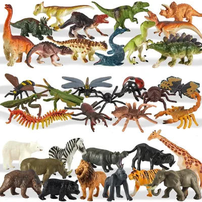 Image de Ensemble de figurines "3 en 1" : dinosaures, animaux de la jungle, insectes