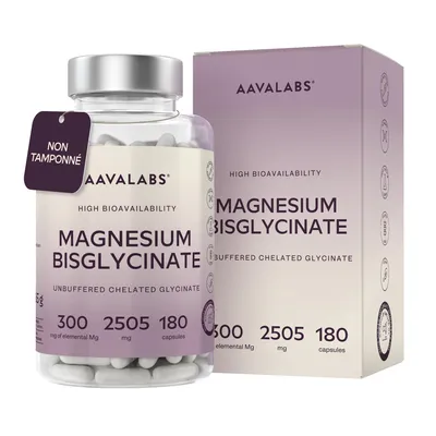 Image de Aavalabs Bisglycinate de magnésium | 300 mg | Muscles et sommeil | 180 gélules