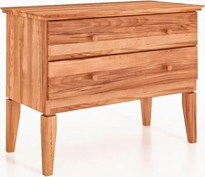Produktbild von Kommode Sydo aus Kernbuche massiv 87x45x66 cm mit 2 Schubladen und Holzbeinen