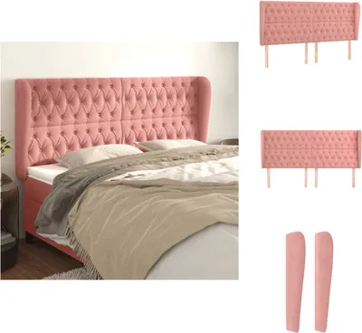 Produktbild von vidaXL Kopfteil mit Ohren Rosa 183x23x118/128 cm Samt -  Kopf- & Fußenden
