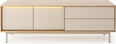 Produktbild von Furniture24 Fernsehschrank Tila 04 Tv-Lowboard Push To Open Led Licht - Kaschmir/Eiche Geölt