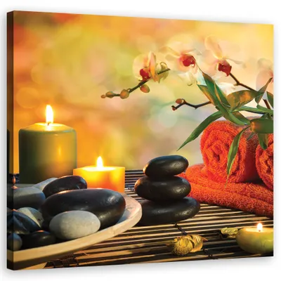 Produktbild von Leinwandbild Spa Zen-Steine 60x60 Feeby Orange bild für die wand bereit zum aufhängen
