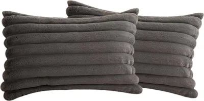 Produktbild von MODFU 2er Set Plüsch Samt Kissenbezüge, Weiche Künstliche Pelz Nachbildungativ Kissenbezug Sofa Zierkissenbezüge Dekokissen Kissenhülle Set für Couch Schlafzimmer Zuhause Auto Nachbildung 30x50cm grau