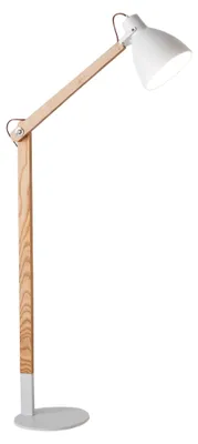 Produktbild von Sveva Stehleuchte aus Metall und Eschenholz, höhenverstellbar bis 180 cm, E27-Fassung, modernes und elegantes Design für die Innenbeleuchtung
