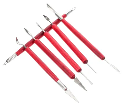 Produktbild von 6-teiliges Set mit Holzgriffen für doppelseitige Prägewerkzeuge