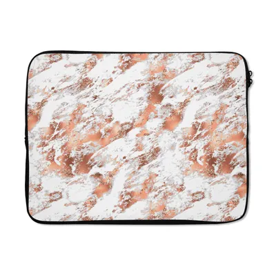 Produktbild von MuchoWow® Laptop Hülle 17 Zoll Laptoptasche Marmor - Weiß - Roségold - Zipper - Schutzabdeckung