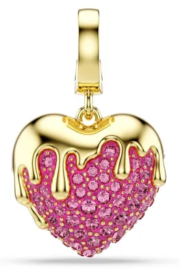 Produktbild von Swarovski Idyllia Charm, Rundschliff, Herz, Rosa, 18K Goldbeschichtet