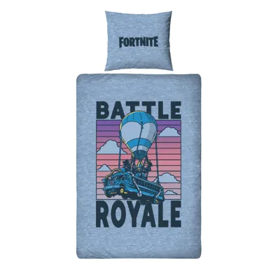 A Fortnite-themed duvet cover and pillowcase set with a graphic of the Battle Bus.