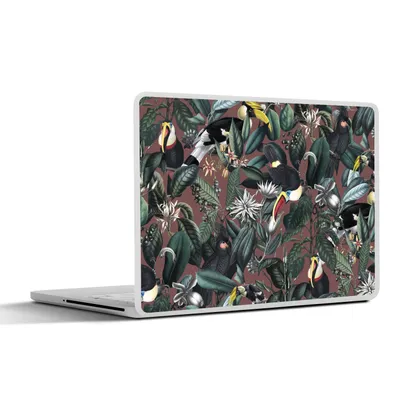 Produktbild von MuchoWow® Laptop Aufkleber Sticker Cover Blumen - Tukan - Blätter 25x18 cm - Laptop-Deko