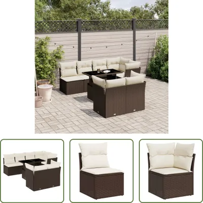 Produktbild von The Living Store 8-tlg. Garten-Sofagarnitur mit Kissen Braun Poly Rattan