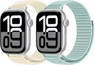 Productafbeelding van Nylon armbanden voor Apple Watch 38 40 41 42 44 45 46 49 mm - 2 stuks - duurzaam materiaal - comfortabel dragen
