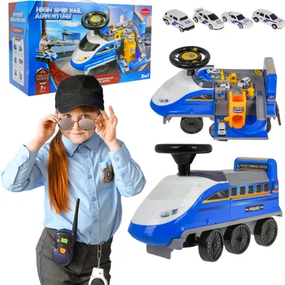 Produktbild von Rutschauto mit Parkplatz 2in1 Polizei Blau