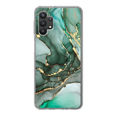 Produktbild von MuchoWow® Handyhülle Schutzhülle Hülle für Samsung Galaxy A32 5G Gold - Marmor - Grün - Luxus - Marmoroptik - Grau Silikon Softcase Handy Hülle - Softcase