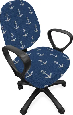 Produktbild von ABAKUHAUS Anker Bürostuhl Schonbezug, Nordic Winter-Hipster, dekorative Schutzhülle aus Stretchgewebe, Blau Weiss