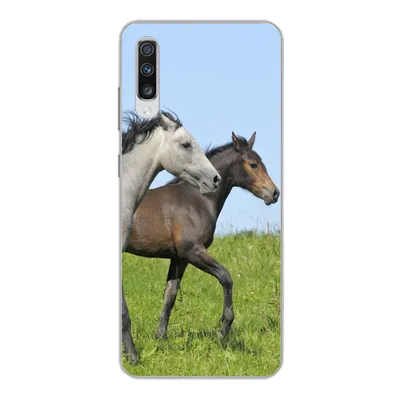 Produktbild von MuchoWow® Handyhülle Schutzhülle Hülle für Samsung Galaxy A70 Pferde - Tiere - Gras Silikon Softcase Handy Hülle - Schutzhaube