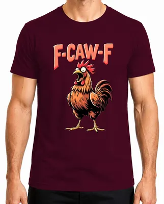 Obrázok produktu pre F CAW-F Funny Rooster Cartoon Farm Gift Vintage Humor Pánske tričko, bordová, 3XL