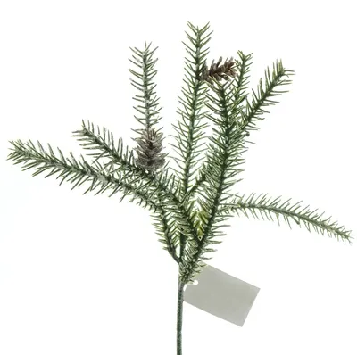 Produktbild von GASPER Weihnachtsdeko Tannenzweig Grün gefrostet mit Zapfen 33 cm - Kunstpflanzen