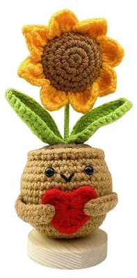 Immagine prodotto di Girasole all'uncinetto a forma di cuore – Perfetto come regalo di amicizia
