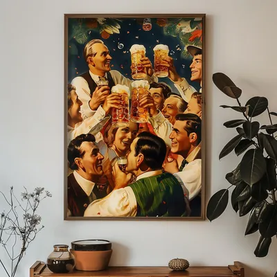 Produktbild von Wallity, HUM072, Dekoratives gerahmtes MDF-Gemälde, Mehrfarbig, 100 % MDF, 50 x 70 x 3,5 cm