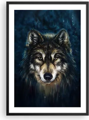 Produktbild von Gerahmtes Poster - Schwarzer Rahmen - Wolf Dunkel Grafik - 50x70 cm - Wand Bild - Wanddeko - Wandbilder - Kunstposter - Wandposter - Bilderrahmen - Bilder - Kunstdruck - P2BPA50x70-4845