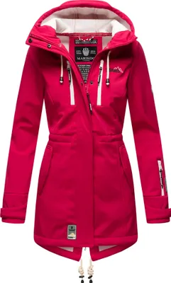Produktbild von Marikoo Zimtzicke Damen Wasserdichte Softshell Jacke mit Kapuze Outdoor Regenjacke Regenmantel Fuchsia Gr. 34 - XS