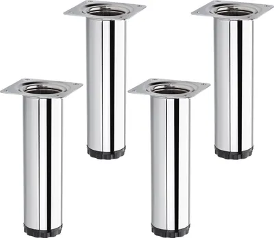 Produktbild von 4 Stück Möbelfüße BRAVO Höhe 150 mm (+ 10 mm) Ø 40 mm Chrom poliert höhenverstellbare Schrankfüße aus Stahl belastbar bis 50 kg pro Schrankfuß SOTECH