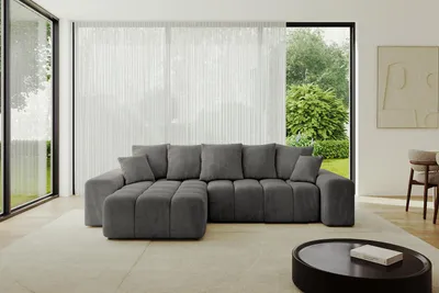 Produktbild von ALTDECOR Ecksofa mit Schlaffunktion und Bettkasten ENIL-L 297x189x68 cm  Dunkelgrau - Corner Sofa Eckcouch Couch L-Form  Schlafcouch Ausziehbar Wohnlandschaft