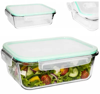 Zdjęcie produktu dla Pojemnik na Żywność 1040ml Szklany Lunch Box Hermetyczna Pokrywa Żaroodporny