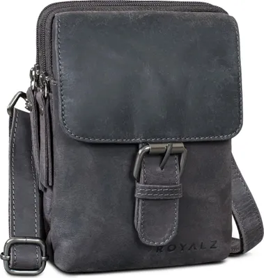 Produktbild von ROYALZ "Dalton" 3-in-1 kleine Umhängetasche Herren Echtleder - als Gürteltasche Schultertasche oder Handytasche - Multifunktionale Mini Tasche Leder für Männer
