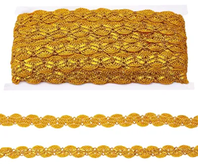 Goldfarbene Metallic-Borte 20 m, Wellenmuster, Dekotrim