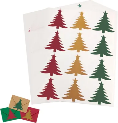 Produktbild von 120 Stš¹ck Geschenkanh?nger Weihnachten, Aufkleber Weihnachten Etiketten Selbstklebend Weihnachtssticker, Aufkleber Zum Beschriften Weihnachtsbaum-Etikett Sticker Weihnachten Party Dekoration Umschlag