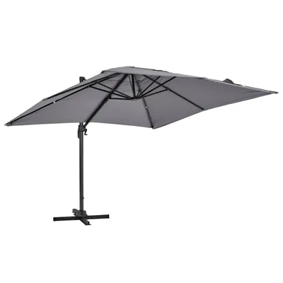 Image de Parasol déporté inclinable et rotatif 3 x 3m en aluminium gris - Oviala Malaga