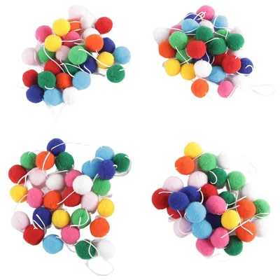 Pompon-Girlande, 2 Stück, 200 cm, 30 bunte Wollbälle, handgefertigt