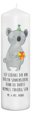 Produktbild von Mr. & Mrs. Panda Kerze Koala Geschenk 29 x 8 cm XL - Weiß - Party, Erinnerungskerze, Stumpenkerze, Bedruckte, Wachskerze, Geburtstag, Erinnerungslicht