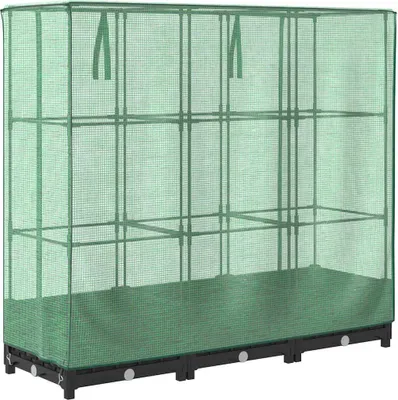 Produktbild von vidaXL Hochbeet mit Gewächshausabdeckung Rattanoptik 120x40x123 cm