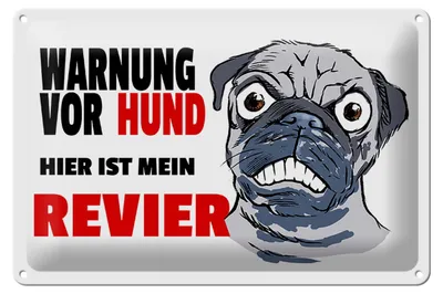 Produktbild von Blechschild Hinweis 30x20cm Warnung Hund hier mein Revier