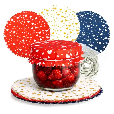 Produktbild von 30x Schmuckdeckchen für Einmachgläser mit Gummiband - dekorative Marmeladen-Deckchen - Deko für Einmachgläser - Gläserdeckchen zum Dekorieren von Marmeladengläsern