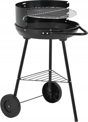 Image de Barbecue mobile semi-ouvert au charbon de bois en acier 37cm avec roulettes et grille réglable