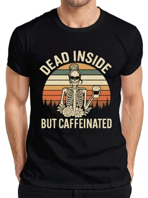 Immagine prodotto di Maglietta Kaffee Skelett Gothic Halloween Retro Herren, Schwarz, XXL