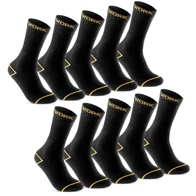 Produktbild von Arbeitssocken Herren 10 oder 20 Paar "WORK" Arbeits Socken verstärkt durch Vollfrottee  10200 - 10Paar Schwarz 43-46