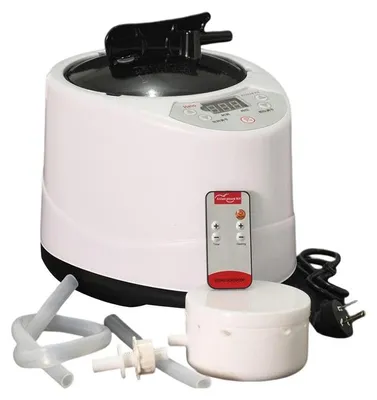 Produktbild von Sauna Dampfgenerator 1000W mit 3 L Tank – 9 Temperaturstufen, Timer 5–95 Min – Inklusive Fernbedienung, für Entgiftung & Entspannung zu Hause
