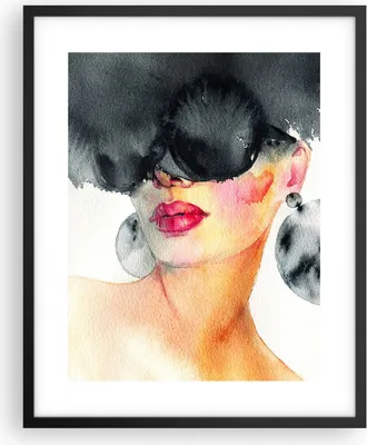Produktbild von Gerahmtes Poster - Schwarzer Rahmen - Aquarell Modell Brille - 40x50 cm - Wand Bild - Wanddeko - Wandbilder - Kunstposter - Wandposter - Bilderrahmen - Bilder - Kunstdruck - P2BPA40x50-4678