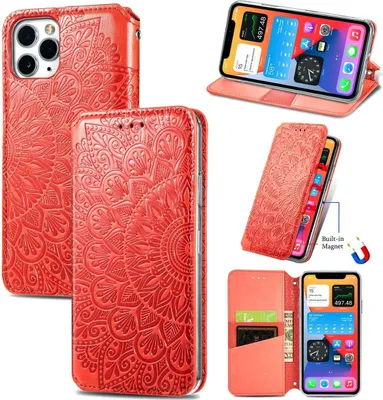 Produktbild von König Design Hülle kompatibel mit Apple iPhone 11 Pro Max Kunstleder Handyhülle - Handy Case Rot